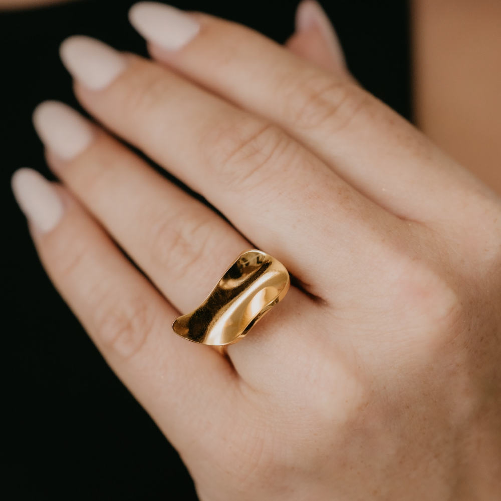 One size Drop shaped ring in Herit Gold - Image 2